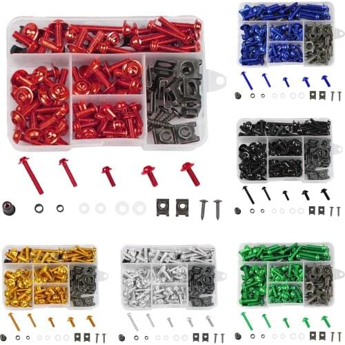 Motorcycle Fairing Bolt Kit ,CNC Bodywork Screws, M5 M6 Complete Windscreen Fastener Clip for Kawasaki for Suzuki 177Pcs