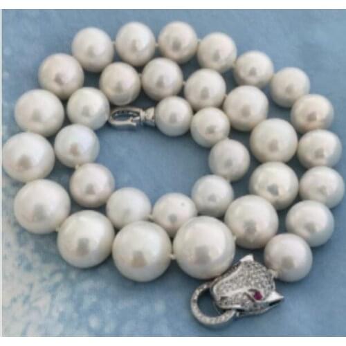 Beautiful 13-15mm round white pearl necklace 18inch