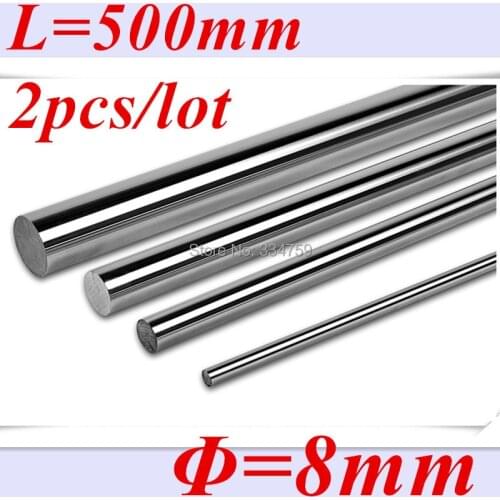 2pcs/lot linear shaft 8mm 500mm precision steel linear shaft L500mm cnc linear rail 8mm rod shaft 3d printer