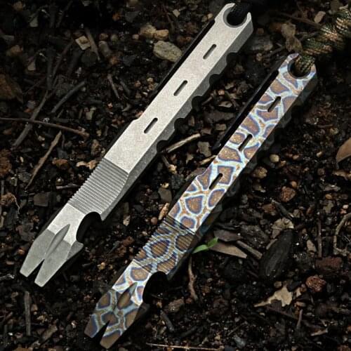 Titanium Alloy EDC Crowbar Self-defense Defense weapon Multi prybar pry bar pocket tool camp outdoor utility multifunction