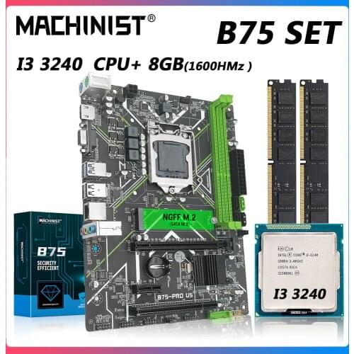 Machinsit B75 Motherboard Set With Intel Core I3 3240 2 x 4GB = 8GB 1600MHz DDR3 Desktop Memory LGA 1155 HDMI VGA B75-PRO U5