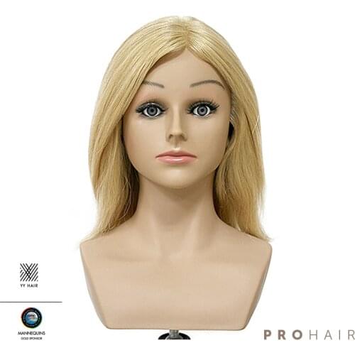Mannequin-Head with Shoulder 30CM 100% human Hair Mannequin Doll Head Wig Head Manikin for styling