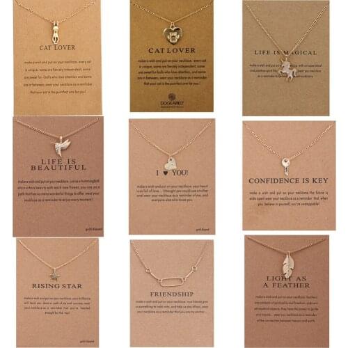 Fashion Dog Paw Bird Heart Bar Star Necklace For Women Girls Necklaces Card Female Statement Jewelry Girl Gift