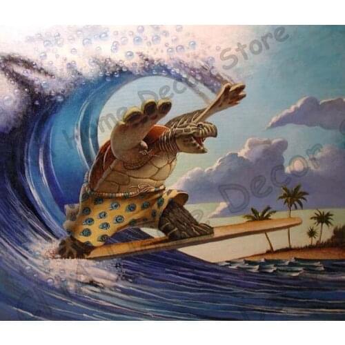 New 5D DIY embroidery Diamond Painting Surfing turtle 3D Cross Stitch kits Mosaic animal paintings home decor wall stickers