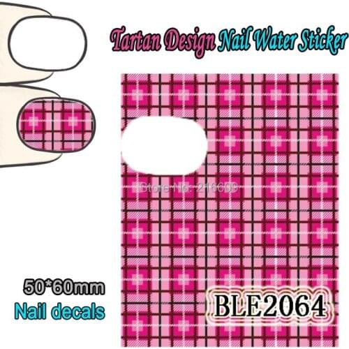 Nail Art 22Sheets/Lot Mixed Tartan Design Nail Sticker Colorful Nail Art Water Transfer Sticker Decal Decoration BLE2061-2071