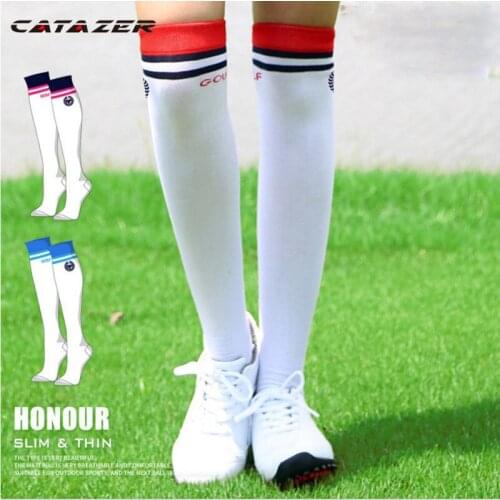 Catazer Golf Socks Women High Thin Soft Breathable Thight Stocking Sport Socks Legging for Golf Tennis Fitness Bicycle