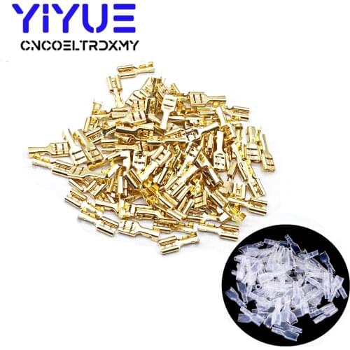 200PCS/lot 2.8mm 4.8mm 6.3mm Female Spade Crimp Terminals Electrical Sleeve Wire Wrap Connector for 22-16 AWG 0.5mm2-1.5mm2