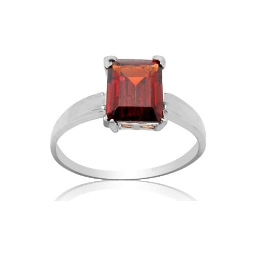 Simple Silver Gemstone Ring for Party 6mm*8mm VVS Grade Natural Garnet Ring 925 Silver Garnet Ring for Engagement