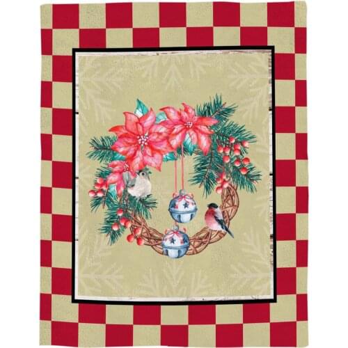 Christmas Wreath Customize Blanket Soft Throw Blanket Machine Washable Blankets For Beds