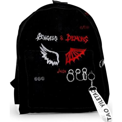 2021 3D JADEN HOSSLER Angel and Demon Fashion Men Women Backpack Oxford hanging buckle Style Child School bag Travel Backpack