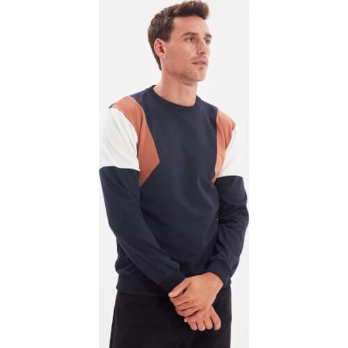 Trendyol Men 'S Regular Fit Long Sleeve Cycling Lapel Paneled Sweatshirt TMNAW22SW0750