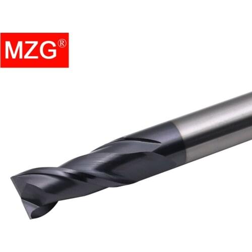 MZG 1PC 2 Flute HRC45 CNC Lathe Machining Carbon Steel Keyway Groove Milling Tool Cutter Flat Square Solid Carbide End Mill