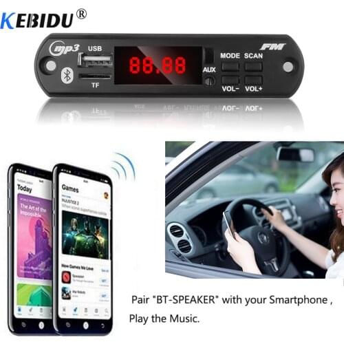 KEBIDU 5V-12V Universal Wireless Bluetooth MP3 WMA Decoder Board Audio Module USB TF Radio For Car Kit