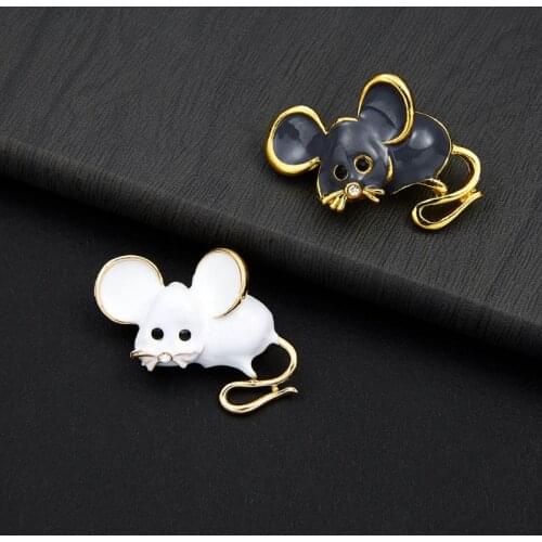 Vintage Cute Mouse Brooch Fashion Clothes Accessories Animal Pins for Dress Hat Scarf Suits Sweater