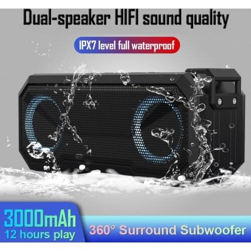B13 Outdoor Waterproof Bluetooth Speaker HIFI Subwoofer IPX7 Colorful Luminous Sound Bar 3000mAh Wireless FM Radio TF Aux Player