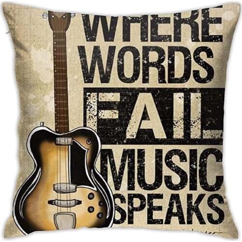 Where Words Fall Music Throw Pillow Covers Decorative 18x18 Inch Pillowcase Square Cushion Cases for Home Sofa Bedroom Livingroo