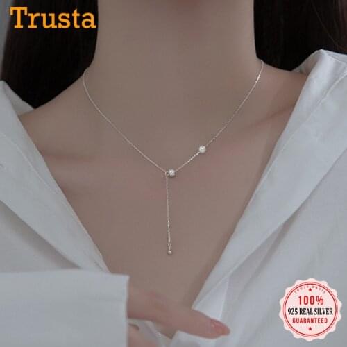 TrustDavis Real 925 Sterling Silver Romantic Synthesis Pearl tassel Choker Necklace For Women Birthday Gift Fine Jewelry DA2331