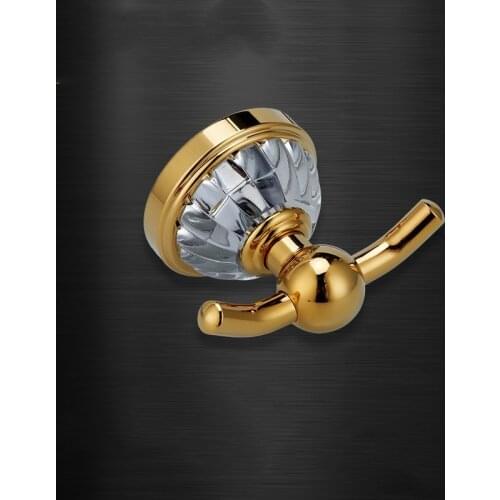 Gold Brass crystal Golden clothes hook Bathroom Robe hook Bathroom Hardware Accessory Top quality Coat hook
