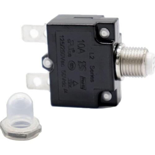 125/250V 10A Circuit Breaker Overload Protector Switch Fuse Resettable Black