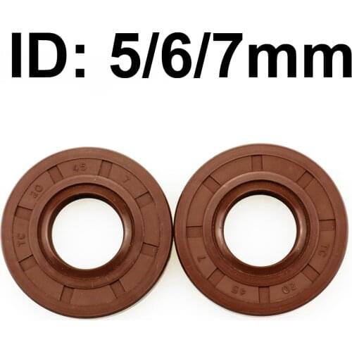 2PCS ID 5 6 7MM Viton Oil Seal Skeleton Brown Fluoro FKM Fluorine Rubber Hydrauli Spring U Lip TC Ring Gasket 5x15x6 5x16x6