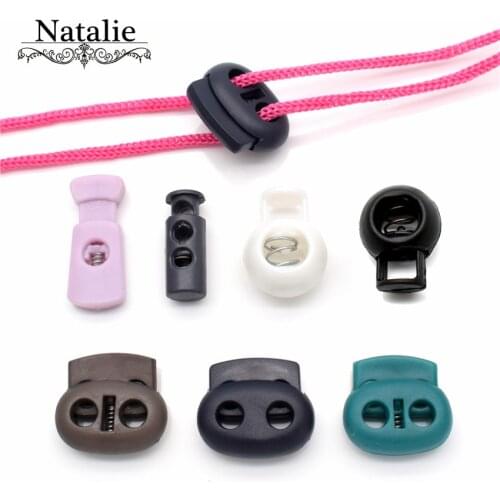 20pcs Black Plastic Stoppers Cord Lockhole Toggles Clip Apparel Bungee Cord Accessories Clothes Plastic Push Lock Colorful
