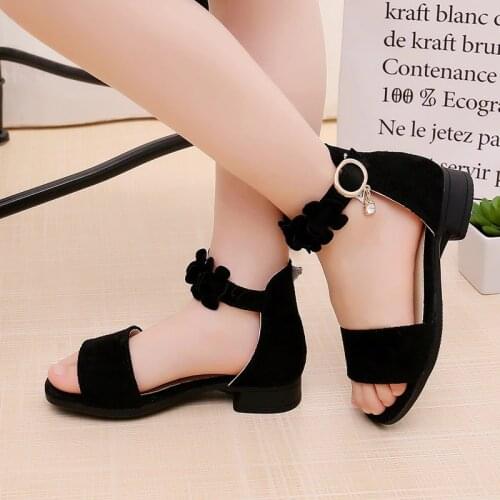 2018 Hot Children Princess Sandals Dress Shoes For Girl Kids Girls Suede Flowers Sandals Low Heels Fille Sandal Baby Girl Shoes