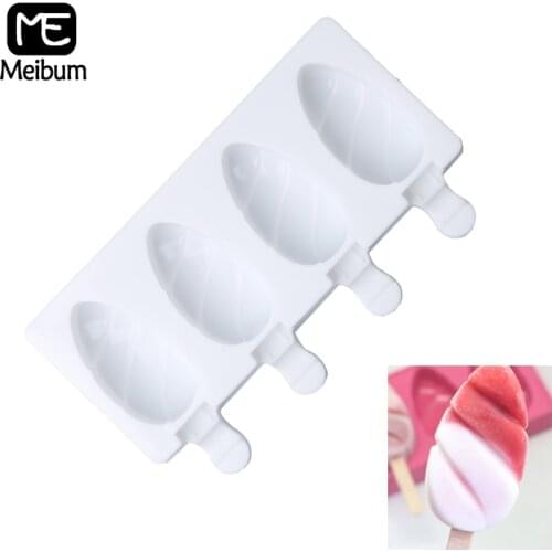 4 Cavity Silicone Ice Cream Mold Homemade Juice Dessert Popsicle Mould Child POP Frozen Lolly Sucker Tray Making Tools