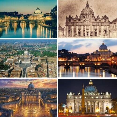 5D Diy Diamond Painting Basilica Di San Pietro In Vatican Full Square Round Diamond Mosaic Embroidery Cross Stitch Home Decor