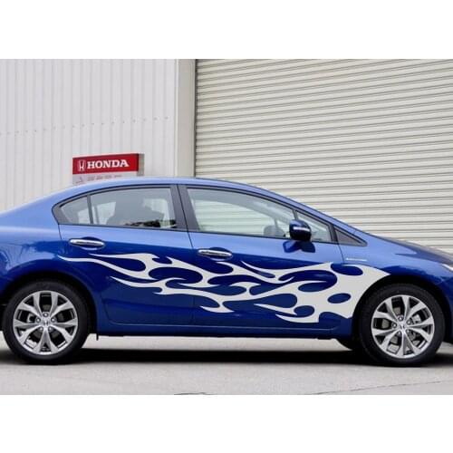 Car Decals Racing Fire flames 114'' For Civic Accord Stream Vinyl Graphics Side Door stickers ZC226
