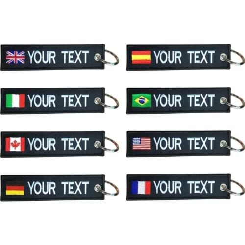 Custom key chain Embroidered key chain Customized national flag double-sided personality Motorcyclist outdoor climbing key chain