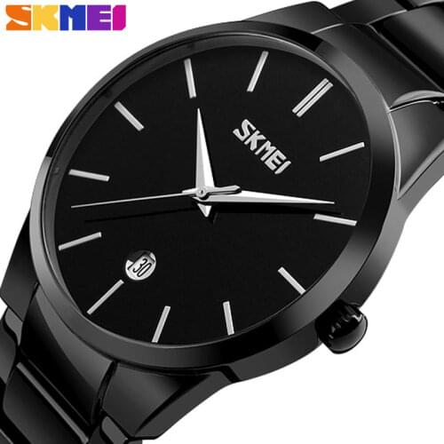 SKMEI Mens Watches Quartz Wristwatches Top Brand Luxury 3Bar Waterproof Calendar Watch Men Alloy Straps relogio masculino 9140