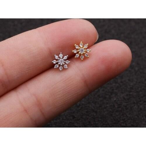 Cz Flower Cartilage Earring Tragus Stud Conch Rook Helix Ear Piercing Jewelry
