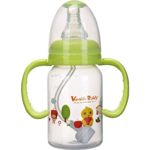 Children cartoon Handle shatter-proof heat-resistant pp glass 150ml Anti-slip learn drinking glass baby bottle on sale KD1067