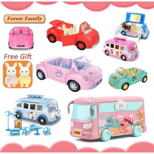 Kids Car Toys 1/12 Forest Family Doll House Picnic Car Set Miniature Dollhouse Furniture Dolls DIY Play Pretend Toys For Girls