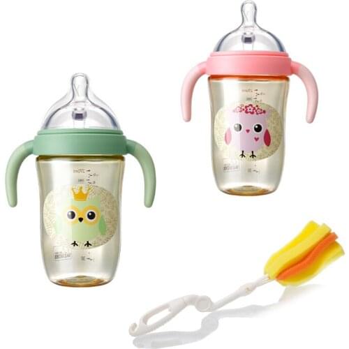 VALUEDER Baby Bottles with Brush Set 2018 New Arrival BPA Free PPSU Feeding Bottle with Soft Baby Bottle Brush for Infants