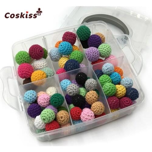 DIY Baby Teething Nuring Chewing Toys Mixed Color Crochet Bead For Baby Mom Kids Wooden Teether Bracelet/Necklace