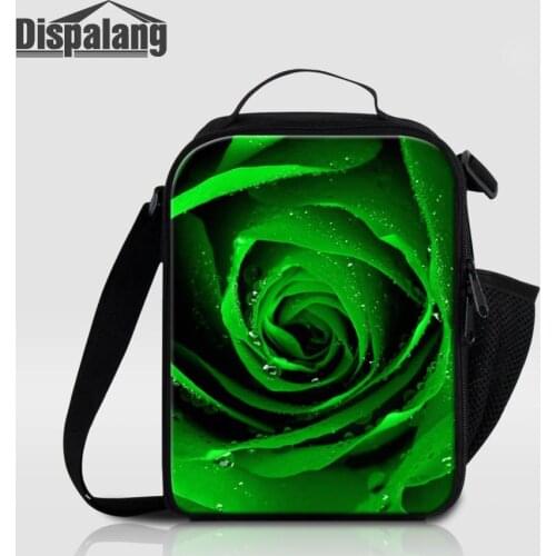 Dispalang Womens Cooler Bag Flower Rose Printing Lunch Bags For Office Girl Insulated Food Lunch Box Female Portable Lunch Sack