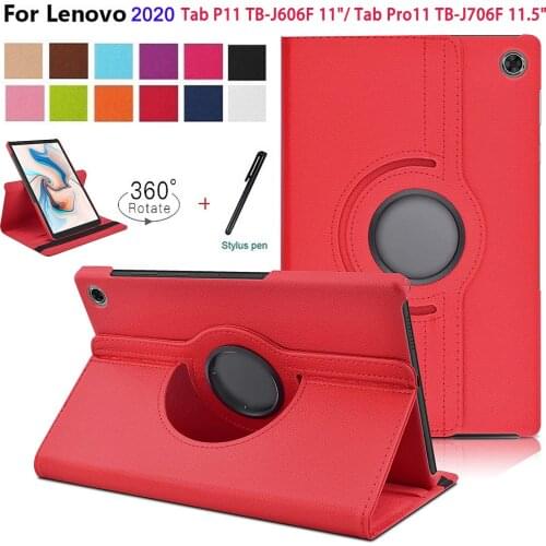For Lenovo 2020 P11 Pro TB-J706F 11.5" 360 Degree Rotating PU Leather Stand Tablet Cover For Lenovo Tab P11 TB-J606F Cover Case