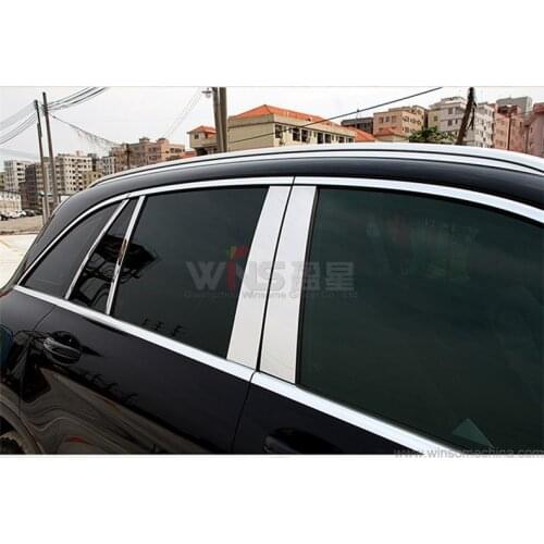 For Mercedes Benz GLC 2016 2017 Chrome Window Pillar Trim Window Decorative Chrome Stainless Steel Car Styling Accessories