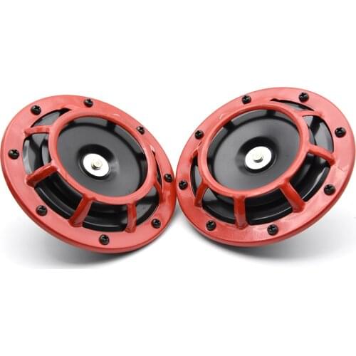 2pc/Pair Car Horn Red Loud Compact Electric Blast Super Tone Hella Horn For Car Truck 12V 400HZ For BMW Audi VW For Honda Car