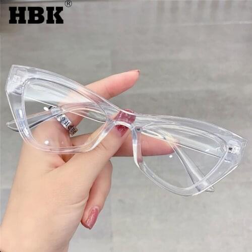 HBK Fashion New Triangle Anti Blue Light Glasses Women Men Small Cat Eye Frame High Quality Reading Computer UV400 Protection