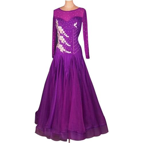 Red/ Purple/ Royalblue Ballroom Dresses Women Waltz Competition Dress Girls Tango Standard Costumes Customized Ballroom Skirt