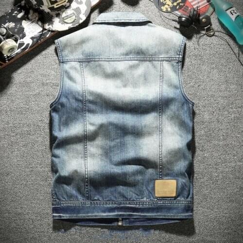 Men Fashion New Biker Motorcycle Sleeveless Denim Jacket Punk Style Zipper Cowboy Vest Male Summer Casual Outerwear Waistcoat