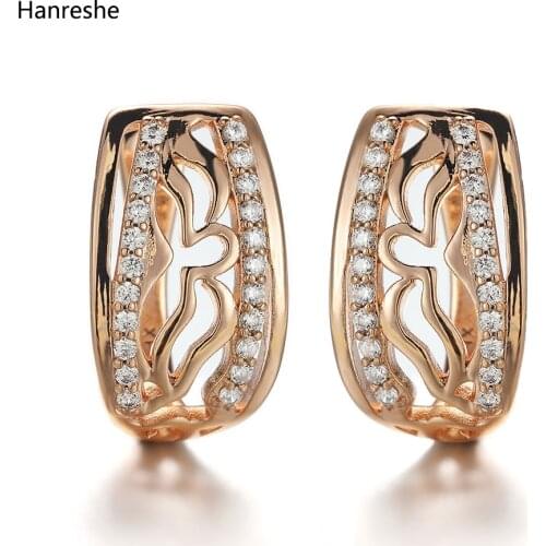 Hanreshe Small Natural Zircon Stud Earrings Luxury Female Classic Jewelry Party Geometry Copper Earring Best Women Girl Gift