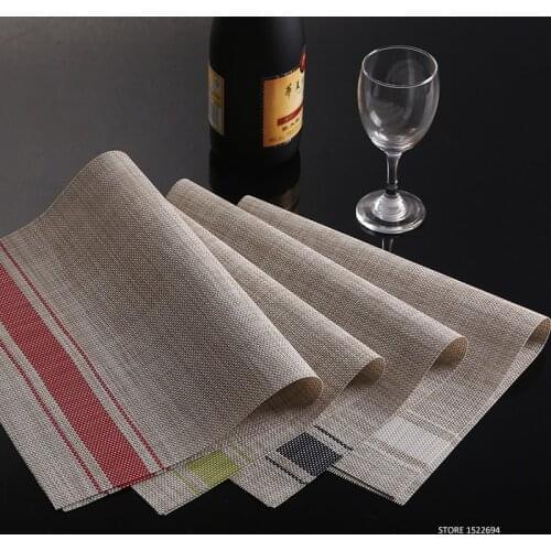 Pack of 4PCS Placement Washable Table Place Mats Premium PVC Place Mats Table Mats for Dining Table Plaid Rectangle Dining Mat