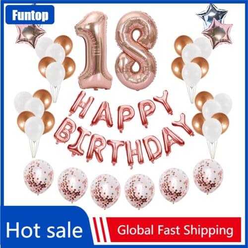2021 New Rose Gold Wedding Birthday Party Balloons Happy Birthday Letter Foil Balloon Baby Shower Event Party Decor Supplies
