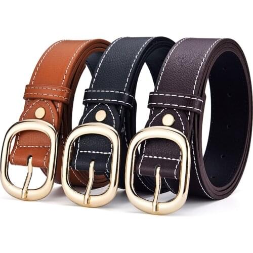 New Fashion Female Round Buckle Belt Women Leather Wide Strap for Leisure Dress Jeans Decoration Womens Waist Belt