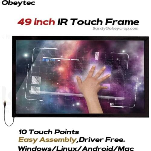Obeytec 49" IR Touch Overlay, 10 Points, Free Driver, Easy Assembly, High Competibity with Android, MAC, Linux, Windows