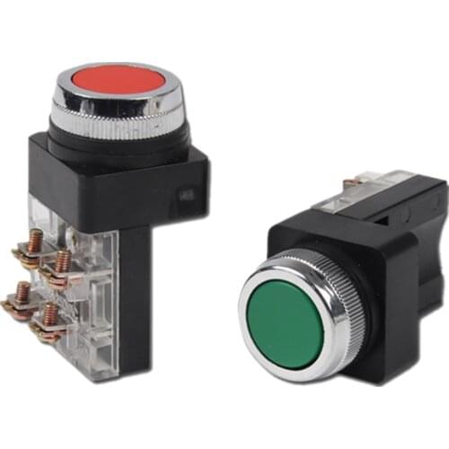 P102 Momentary self-reset Push button switch 10A 380V small size Flat round Head 4 screws TBF-25 TBF-30