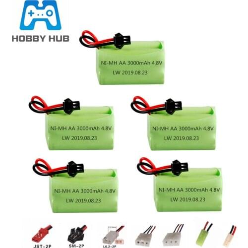 T Model ) 3000mah 4.8v Rechargeable Battery For Rc toys Cars Boats Guns 4.8v 2400mah Battery 4* AA Battery Pack 5Pcs